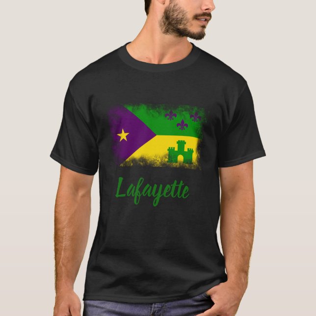Cajun Flag Mardi Gras Louisiana Custom City T-Shirt (Front)