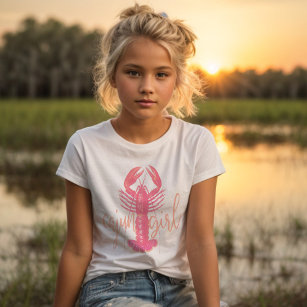 Cajun Girl Pink and Peach Crawfish South Louisiana T-Shirt