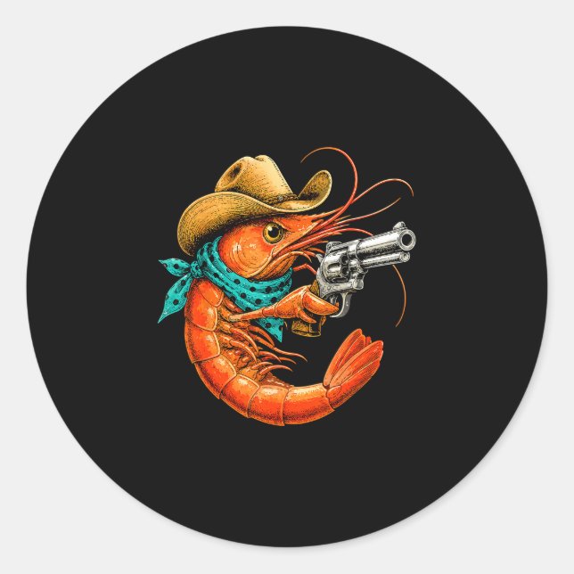 Cajun seafood funny shrimp  classic round sticker (Front)