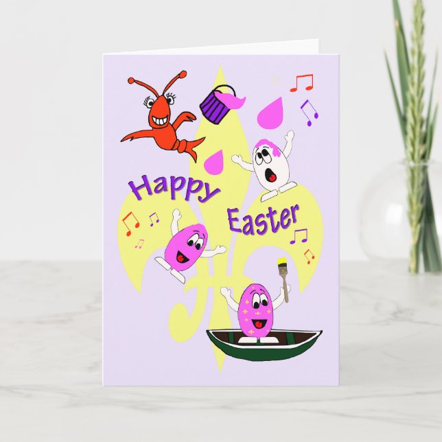 Cajun Themed Easter Egg Holiday Card (Front)