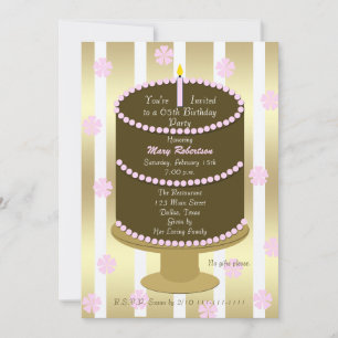 Cake 65th Birthday Party Invitation 65th in Pink