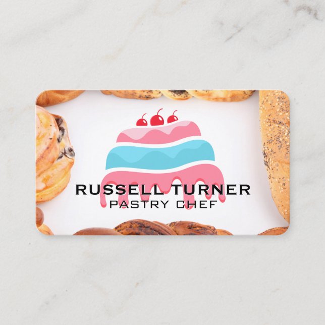 Cake and Cherries | Pastry Business Card (Front)