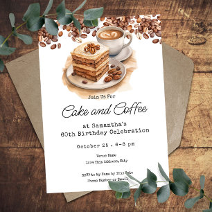 Cake and Coffee 60th Adult Birthday Invitation