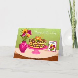 Cake and Flowers Mothers Day Card