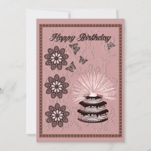 Cake And Mandala Birthday Flat Greeting Card