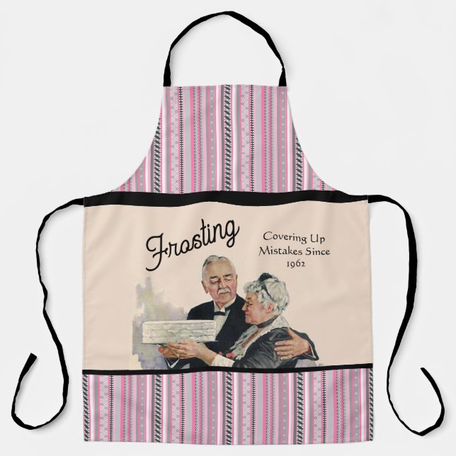 Cake and Mistakes, Personalised Vintage Funny Pink Apron (Front)