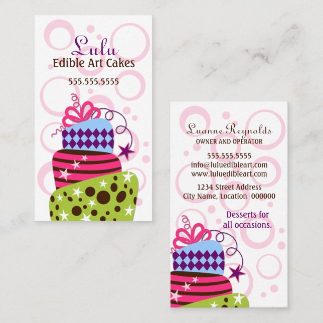 Cake Art Bakery Business Card (Front/Back)