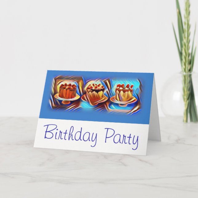 Cake Art Blue Birthday Party Invitation (Front)