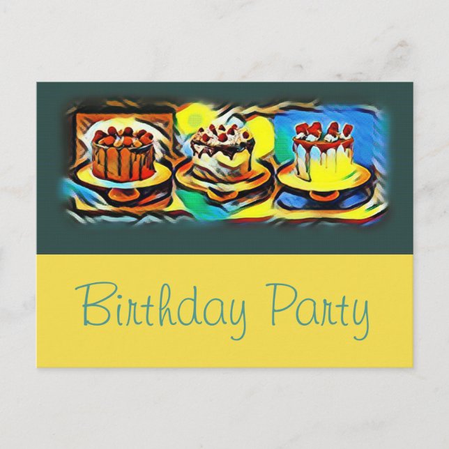 Cake Art Jazz Birthday Party Invitation Postcard (Front)