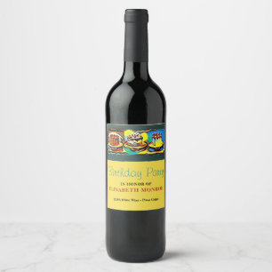 Cake Art Jazz Birthday Party Wine Label