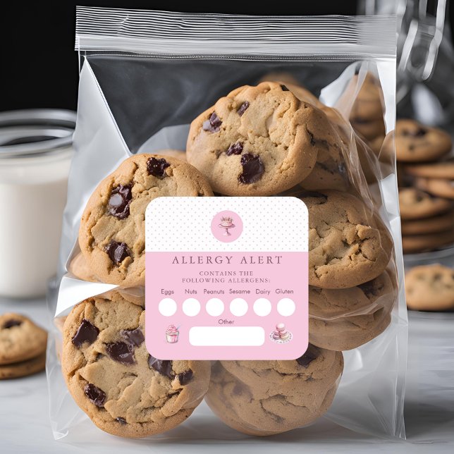 Cake Bakery Allergy Alert Ingredients Food safety Square Sticker (Creator Uploaded)