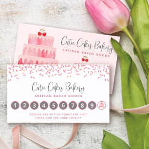 Cake Bakery Blush Pink Sprinkles Pastry Chef Chic Loyalty Card