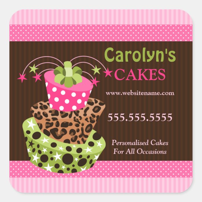 Cake Bakery Business Box Seals (Front)