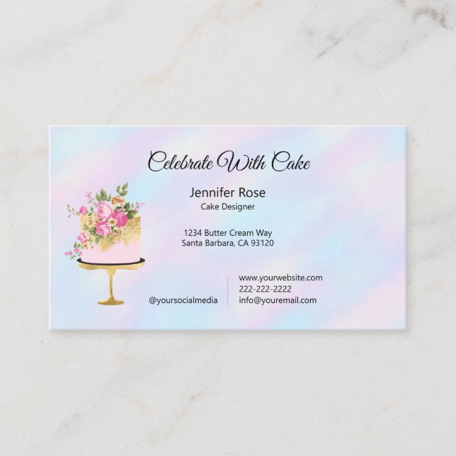 Cake Bakery Business Cards | Pastel Abstract (Front)
