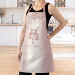 Cake Bakery Chef Rose Gold Glitter Drips Script Apron<br><div class="desc">Here’s a wonderful way to add to the fun of baking. Add extra sparkle to your culinary adventures whenever you wear this elegant, sophisticated, simple, and modern apron. A sparkly, rose gold 2 layer cake, script handwritten typography and glitter drips overlay a faux metallic rose gold ombre background. Personalise with...</div>