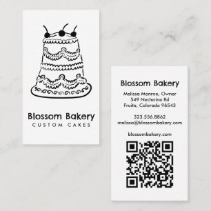 Cake Bakery Dessert Catering CUSTOM QR Hand-drawn Business Card