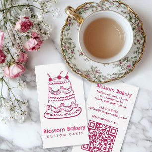 Cake Bakery Dessert Catering CUSTOM QR Hand-drawn Business Card