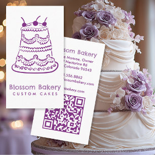 Cake Bakery Dessert Catering CUSTOM QR Hand-drawn Business Card