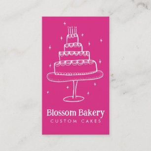 Cake Bakery Dessert Catering CUSTOM QR Hand-drawn Business Card