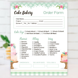 Cake Bakery Green Order Form Notepad