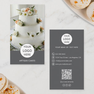 Cake Bakery Logo Photo Grey Business Card