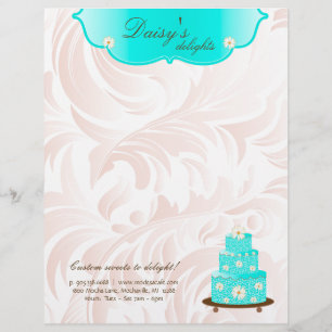 Cake Bakery Pastry Chef Daisy Blue Customised Letterhead