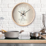Cake Bakery Pastry Chef Dessert Gold Glitter Drips<br><div class="desc">Make a stylish impression with this elegant, sophisticated, simple, and modern custom name wall clock. A sparkly, champagne gold 2 layer cake, script handwritten typography and glitter drips overlay a faux metallic champagne gold ombre background. Personalise with your full name, business, or other info. Your choice of a round or...</div>