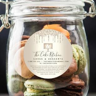 Cake Bakery Pastry Chef Gold Glitter Drips Legal Classic Round Sticker