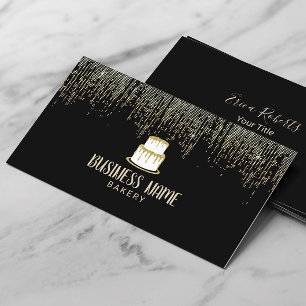 Cake Bakery Pastry Chef Modern Black & Gold Business Card