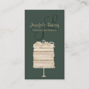 Cake Bakery Pastry Patisserie sage green elegant Business Card