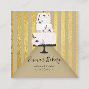 Cake Bakery,  Patisserie , Cakes & Sweets Square Business Card