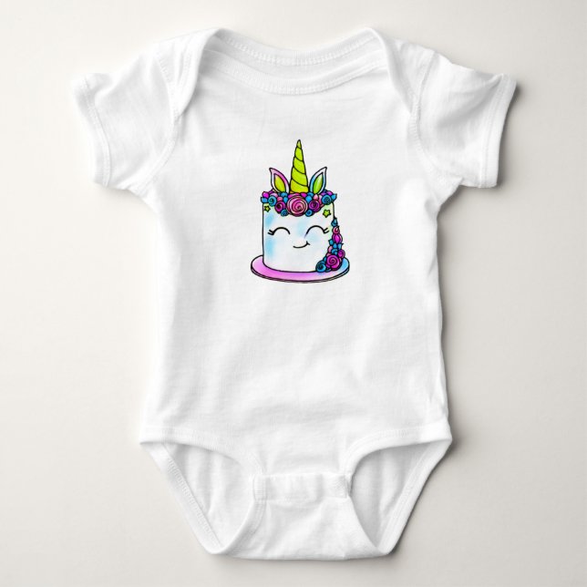 Cake birthday  baby bodysuit (Front)