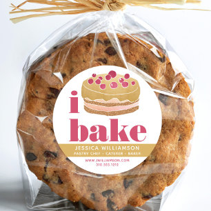 Cake Burgundy Red Gold Pastry Chef Bake Bold Type Classic Round Sticker