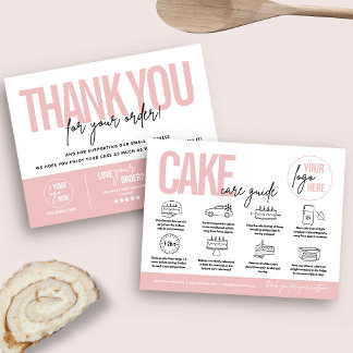 Cake Care Guide Card, Cake Care Instructions Thank You Card