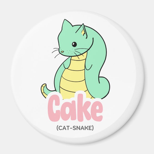 Cake (Cat + Snake) Cute Circle and Square Magnet (Front)