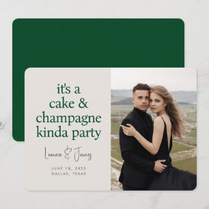 Cake Champagne Fun Typography Green Wedding Save The Date