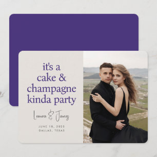 Cake Champagne Fun Typography Purple Wedding Save The Date