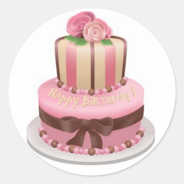 cake_clip_art classic round sticker (Front)