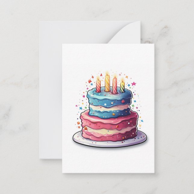 Cake, colourful cake design card (Front)