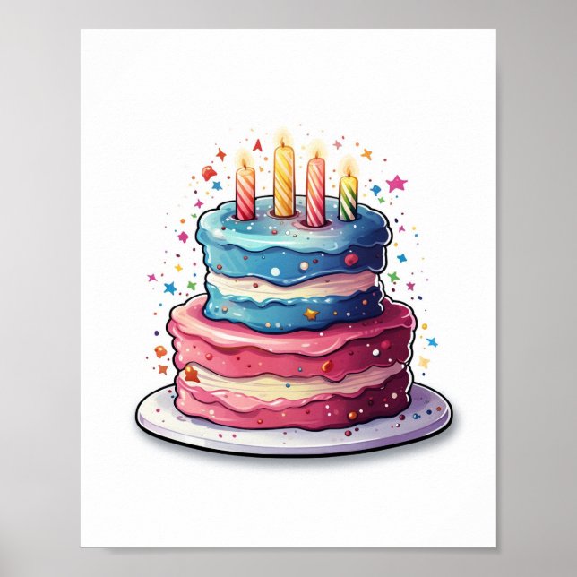 Cake, colourful cake design poster (Front)