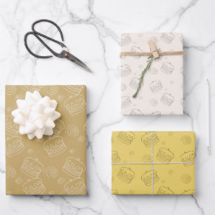 Cake Cotton Candy Pattern Wrapping Paper Sheet