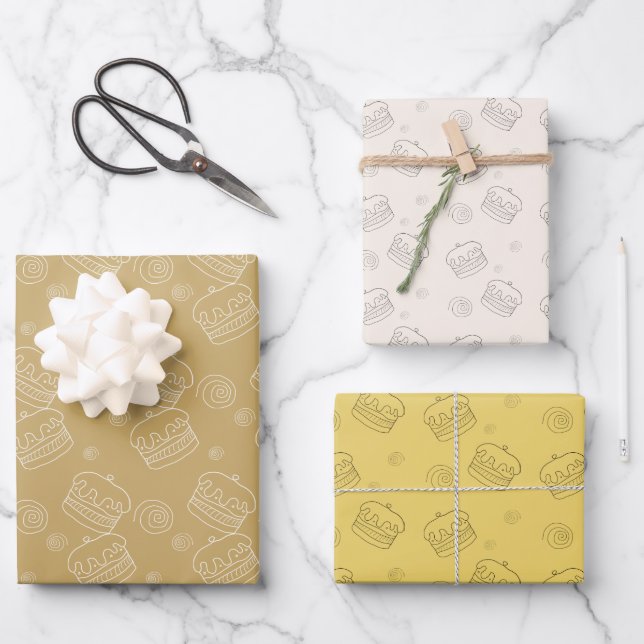 Cake Cotton Candy Pattern Wrapping Paper Sheet (Front)