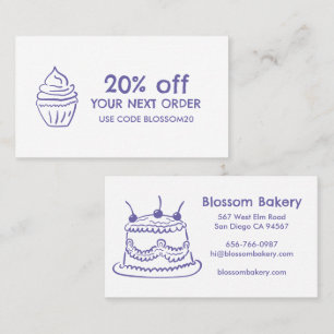 Cake Cupcake Bakery Dessert Catering Rewards Discount Card