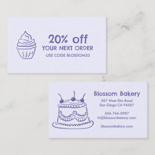 Cake Cupcake Bakery Dessert Catering Rewards Discount Card