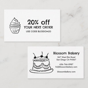 Cake Cupcake Bakery Dessert Catering Rewards Discount Card