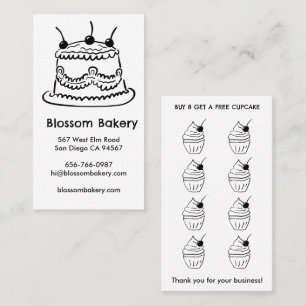 Cake Cupcake Bakery Dessert Catering Rewards Loyalty Card