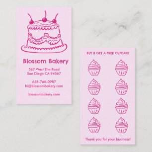 Cake Cupcake Bakery Dessert Catering Rewards Loyalty Card
