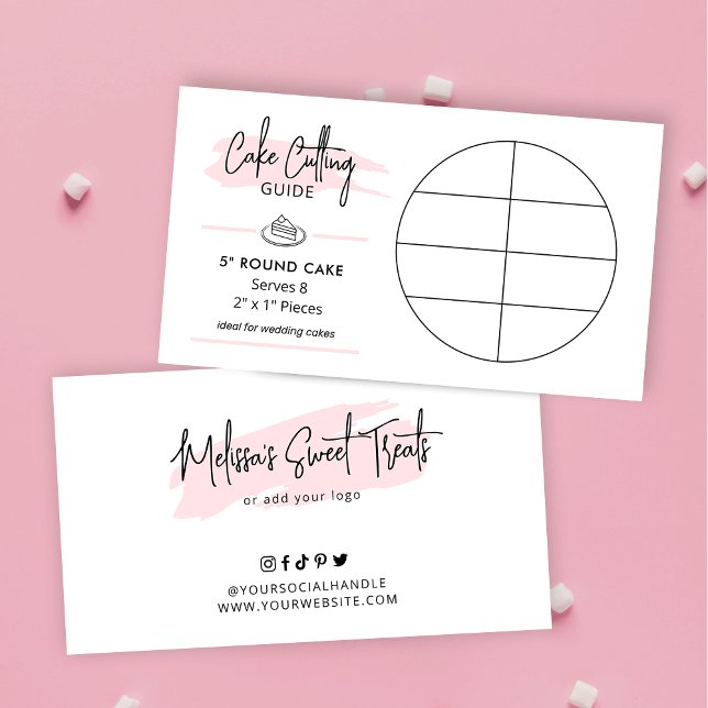 Cake Cutting Guide 5" Round Wedding Cake Portions Enclosure Card (5 inch round cake cutting guide for 2x1" wedding portions)