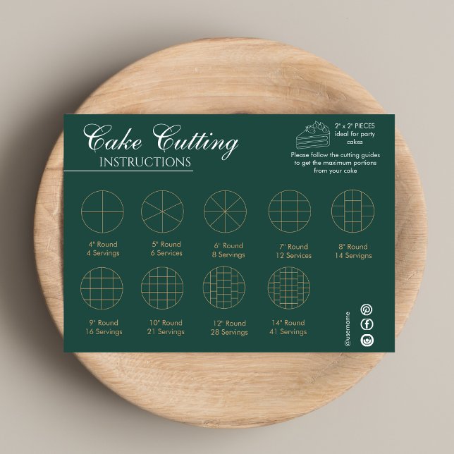 Cake Cutting Guide Round Wedding Green  Card (Cake Cutting Guide Round Wedding Green Note Card)