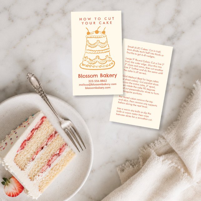 Cake Cutting Instructions Bakery Dessert Wedding  Business Card (Cake Cutting Instructions Bakery Dessert Wedding Business Card
)